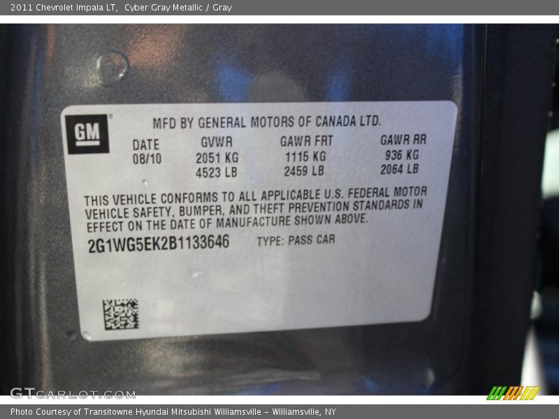 Cyber Gray Metallic / Gray 2011 Chevrolet Impala LT