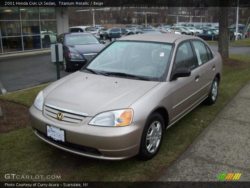 Titanium Metallic / Beige 2001 Honda Civic LX Sedan