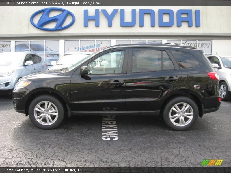 Twilight Black / Gray 2012 Hyundai Santa Fe SE V6 AWD