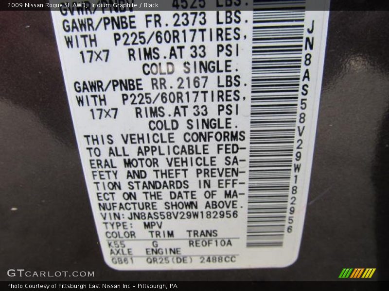 Iridium Graphite / Black 2009 Nissan Rogue SL AWD
