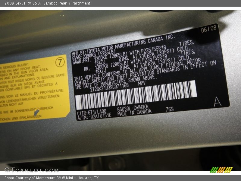 Bamboo Pearl / Parchment 2009 Lexus RX 350