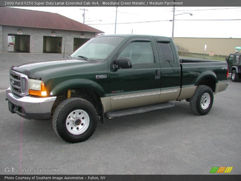 Woodland Green Metallic / Medium Parchment 2000 Ford F250 Super Duty Lariat Extended Cab 4x4
