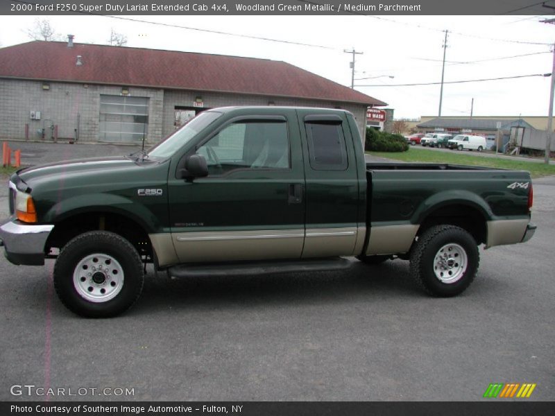Woodland Green Metallic / Medium Parchment 2000 Ford F250 Super Duty Lariat Extended Cab 4x4
