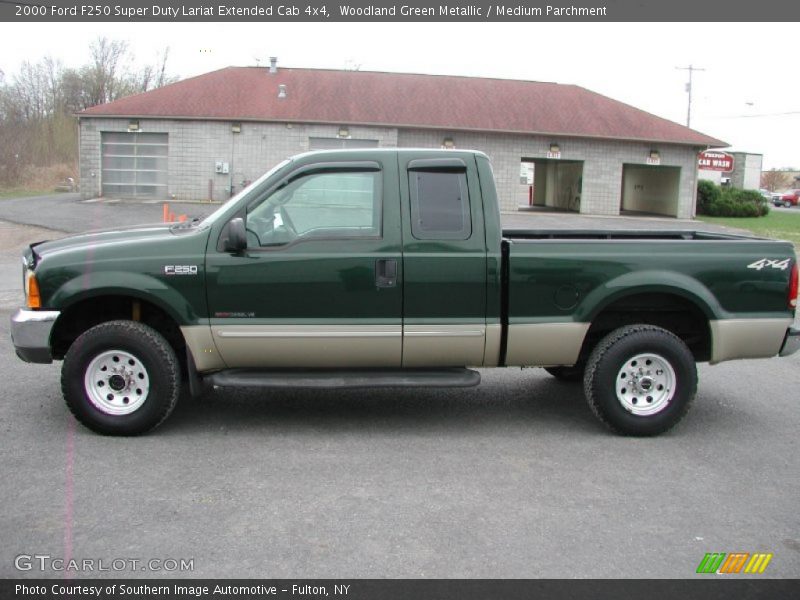 Woodland Green Metallic / Medium Parchment 2000 Ford F250 Super Duty Lariat Extended Cab 4x4