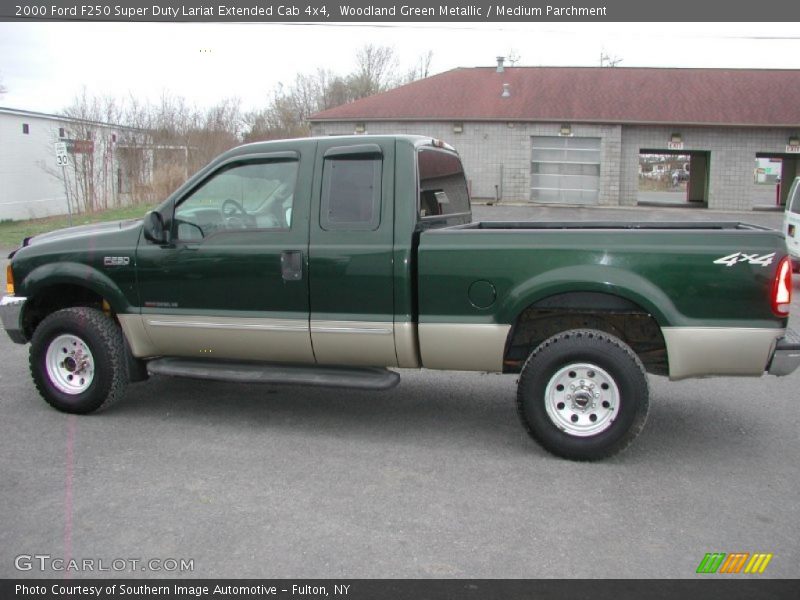 Woodland Green Metallic / Medium Parchment 2000 Ford F250 Super Duty Lariat Extended Cab 4x4