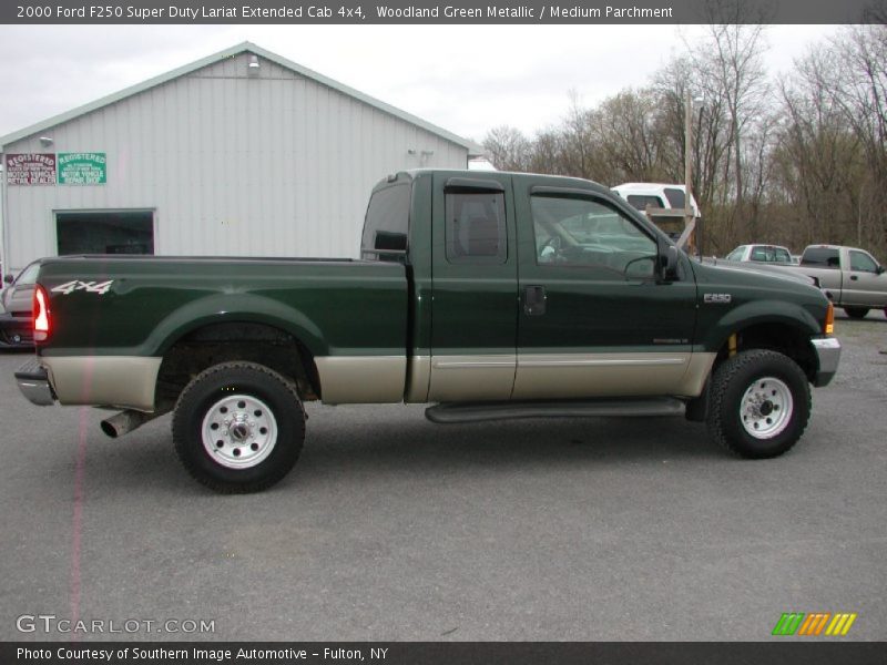 Woodland Green Metallic / Medium Parchment 2000 Ford F250 Super Duty Lariat Extended Cab 4x4