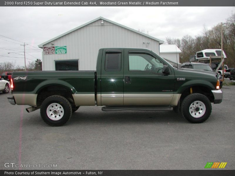 Woodland Green Metallic / Medium Parchment 2000 Ford F250 Super Duty Lariat Extended Cab 4x4