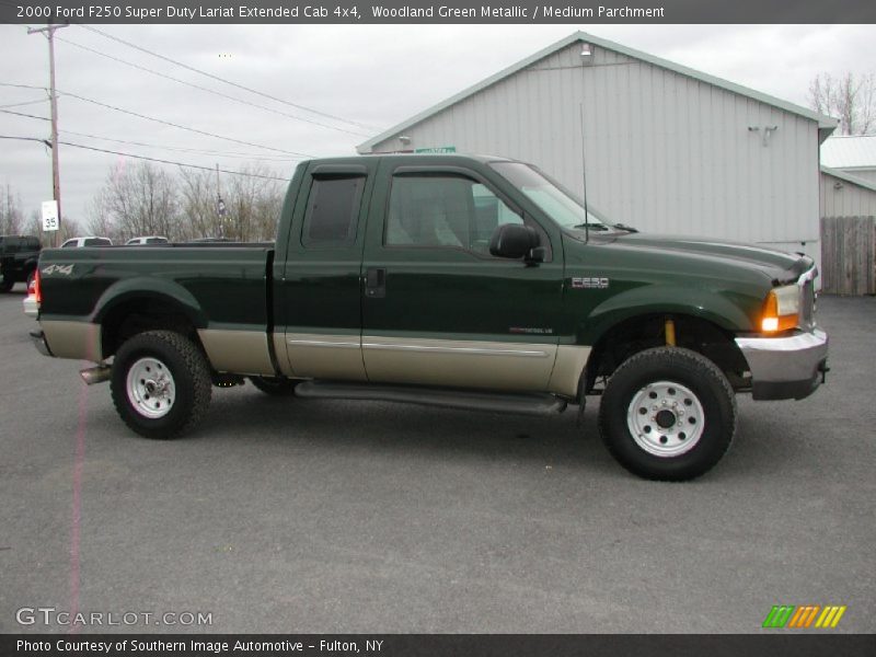 Woodland Green Metallic / Medium Parchment 2000 Ford F250 Super Duty Lariat Extended Cab 4x4