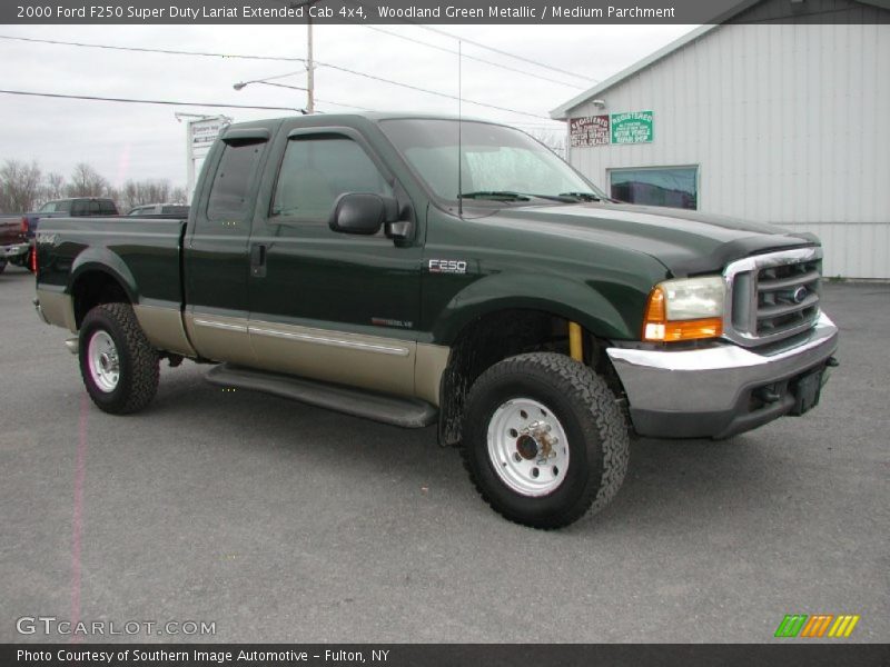 Woodland Green Metallic / Medium Parchment 2000 Ford F250 Super Duty Lariat Extended Cab 4x4