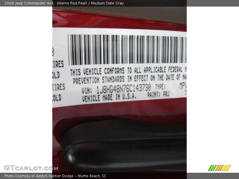 Inferno Red Pearl / Medium Slate Gray 2006 Jeep Commander 4x4