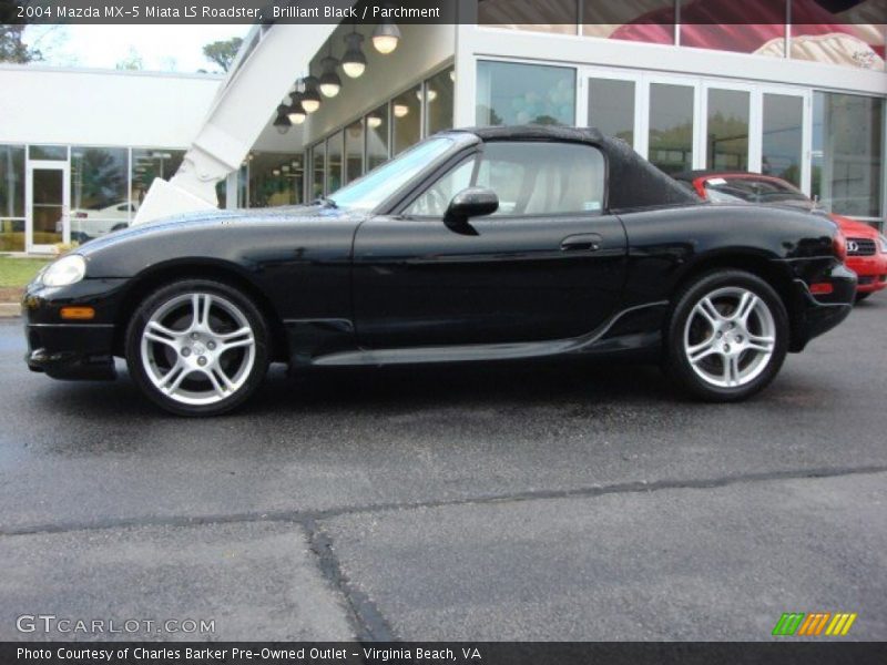 Brilliant Black / Parchment 2004 Mazda MX-5 Miata LS Roadster