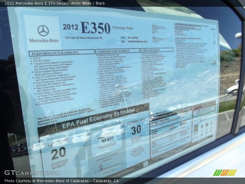 Arctic White / Black 2012 Mercedes-Benz E 350 Sedan