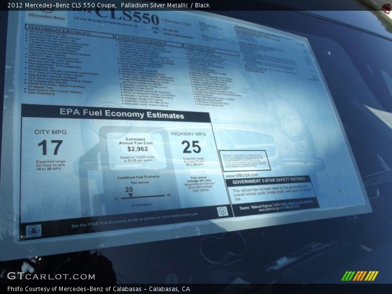 Palladium Silver Metallic / Black 2012 Mercedes-Benz CLS 550 Coupe