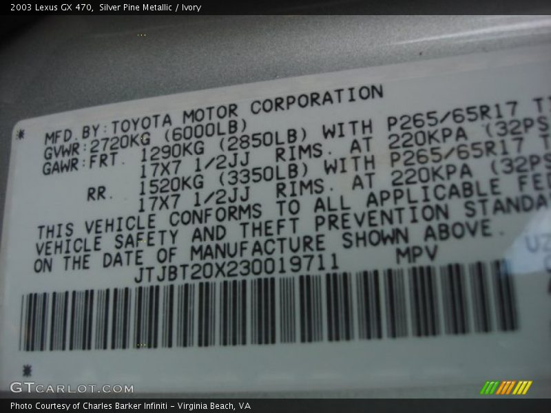 Silver Pine Metallic / Ivory 2003 Lexus GX 470