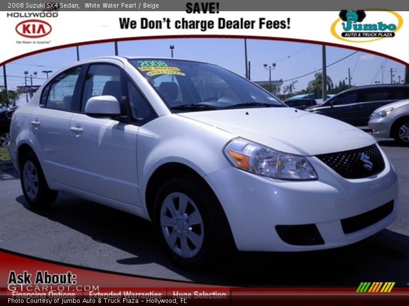 White Water Pearl / Beige 2008 Suzuki SX4 Sedan