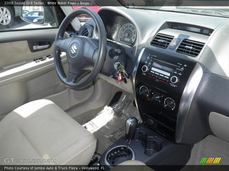 White Water Pearl / Beige 2008 Suzuki SX4 Sedan