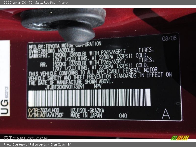 Salsa Red Pearl / Ivory 2009 Lexus GX 470