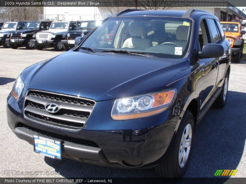 Deepwater Blue / Beige 2009 Hyundai Santa Fe GLS