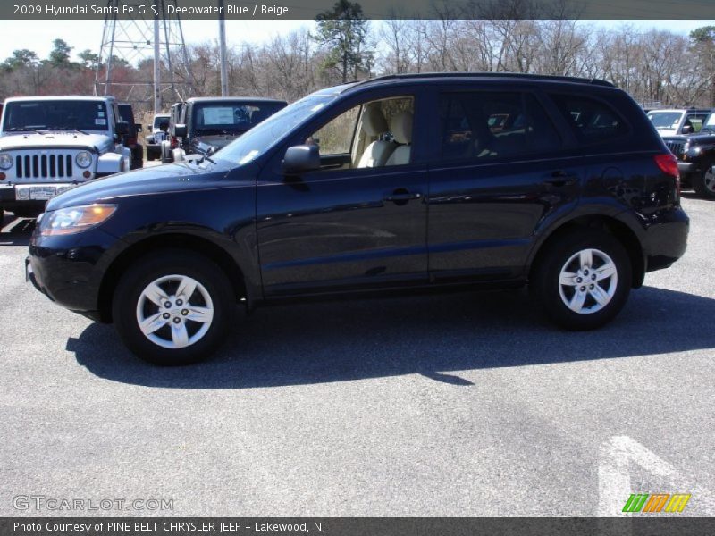 Deepwater Blue / Beige 2009 Hyundai Santa Fe GLS