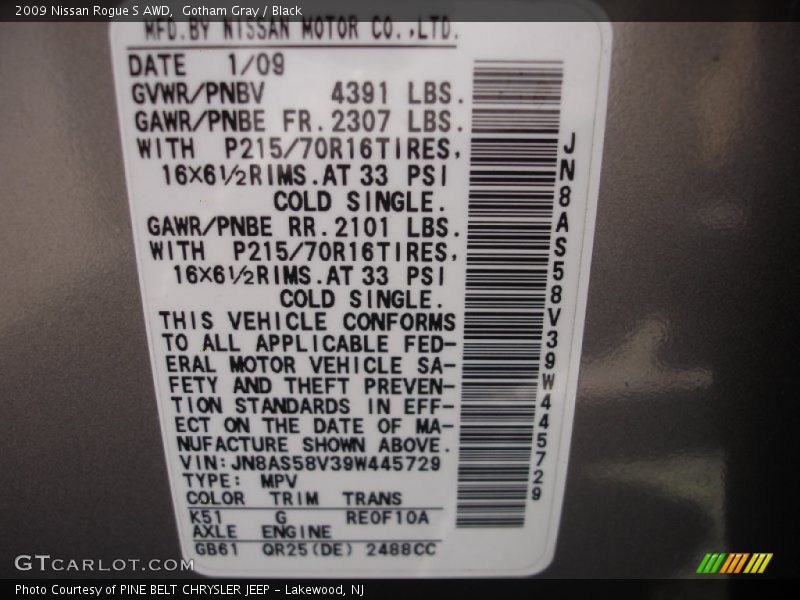 Gotham Gray / Black 2009 Nissan Rogue S AWD