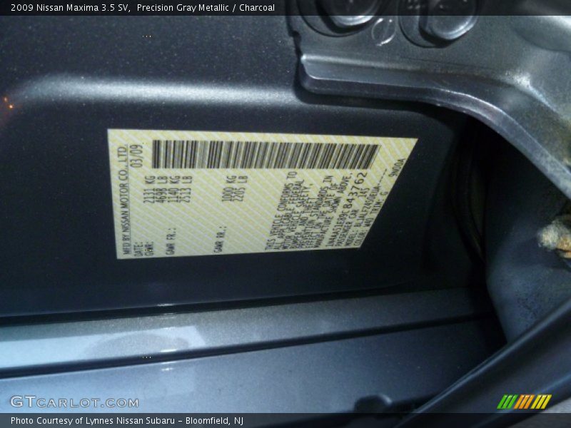 Precision Gray Metallic / Charcoal 2009 Nissan Maxima 3.5 SV