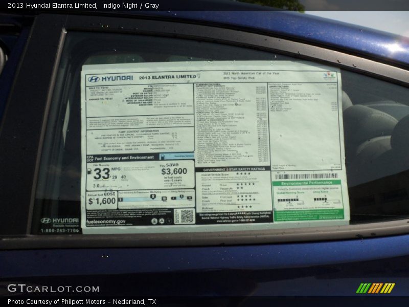 Indigo Night / Gray 2013 Hyundai Elantra Limited
