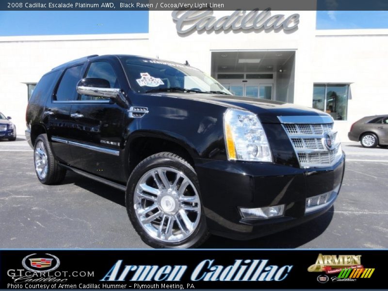 Black Raven / Cocoa/Very Light Linen 2008 Cadillac Escalade Platinum AWD