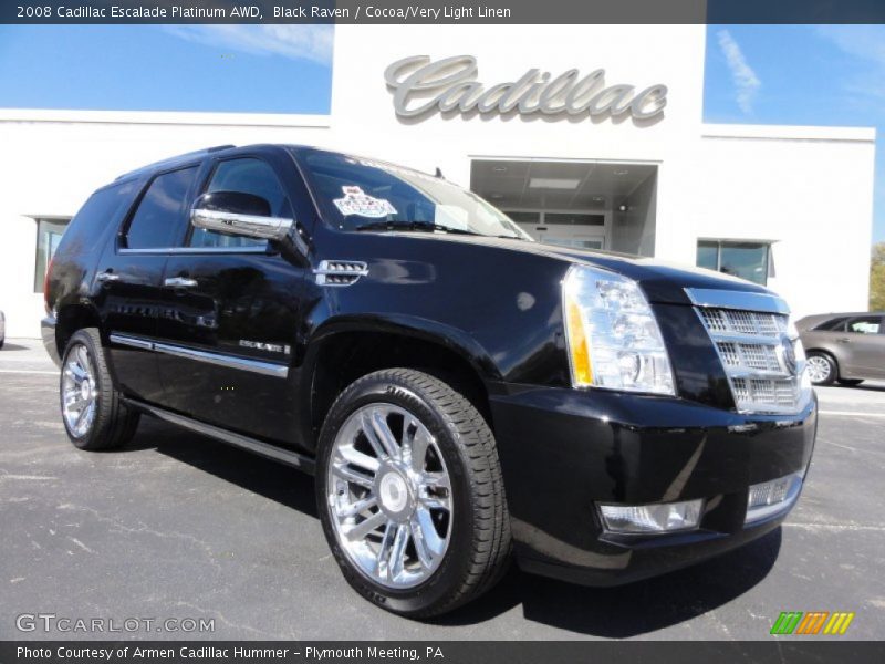 Black Raven / Cocoa/Very Light Linen 2008 Cadillac Escalade Platinum AWD