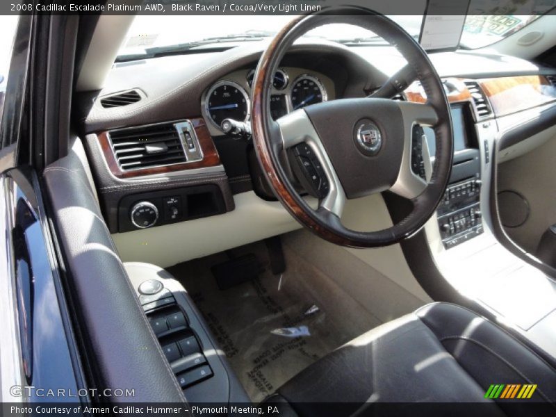 Black Raven / Cocoa/Very Light Linen 2008 Cadillac Escalade Platinum AWD