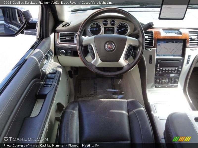 Black Raven / Cocoa/Very Light Linen 2008 Cadillac Escalade Platinum AWD