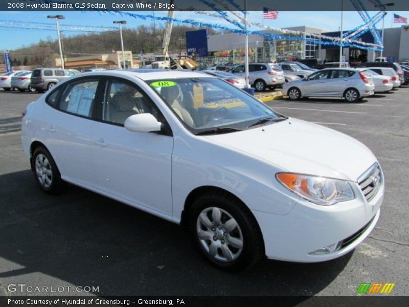Captiva White / Beige 2008 Hyundai Elantra GLS Sedan