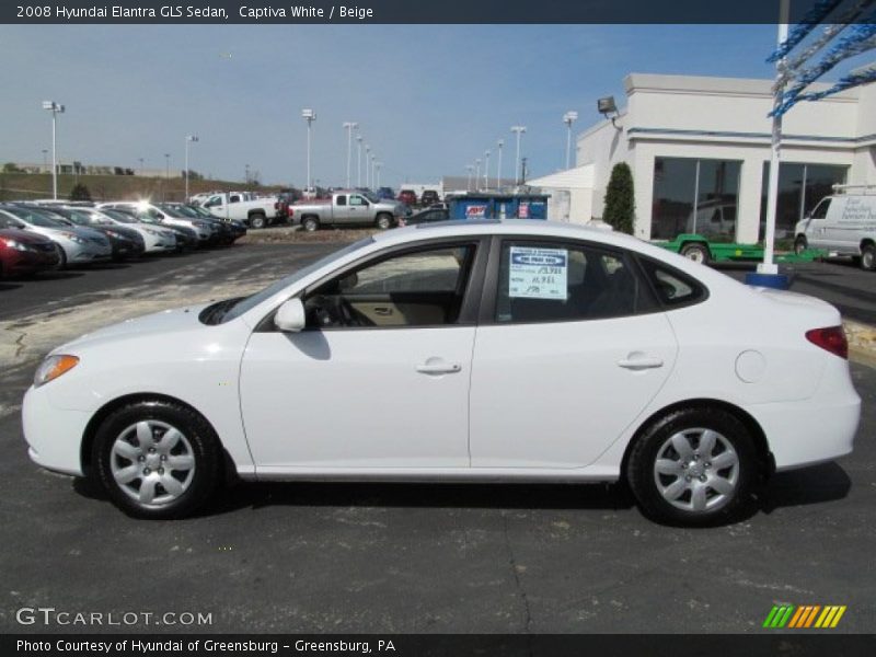 Captiva White / Beige 2008 Hyundai Elantra GLS Sedan