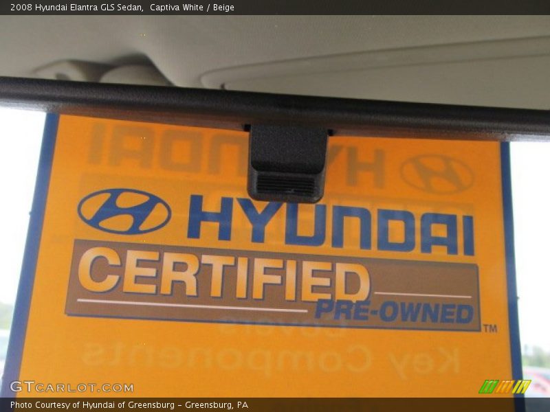 Captiva White / Beige 2008 Hyundai Elantra GLS Sedan