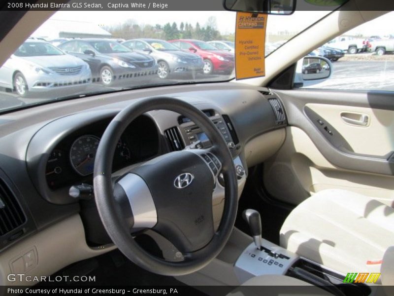 Captiva White / Beige 2008 Hyundai Elantra GLS Sedan