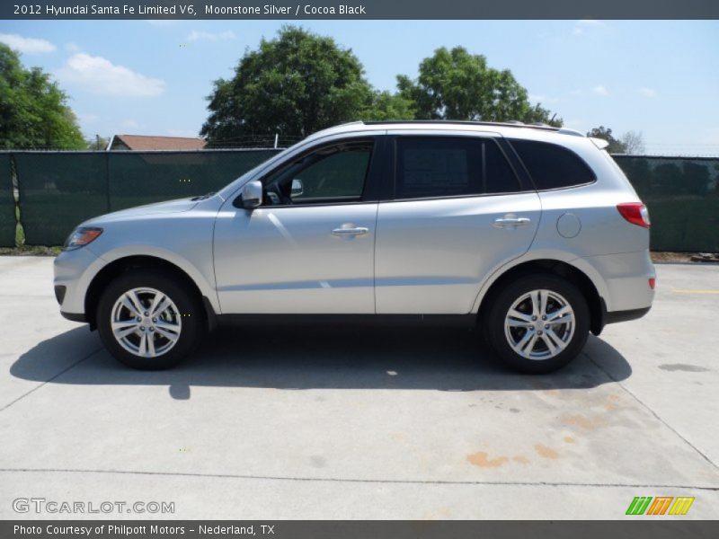 Moonstone Silver / Cocoa Black 2012 Hyundai Santa Fe Limited V6