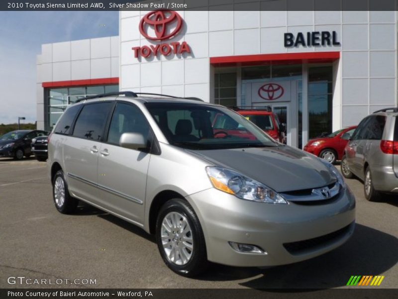 Silver Shadow Pearl / Stone 2010 Toyota Sienna Limited AWD