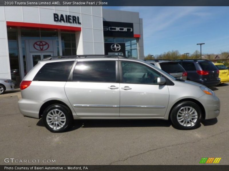Silver Shadow Pearl / Stone 2010 Toyota Sienna Limited AWD