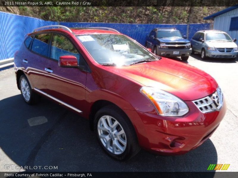 Cayenne Red / Gray 2011 Nissan Rogue SL AWD