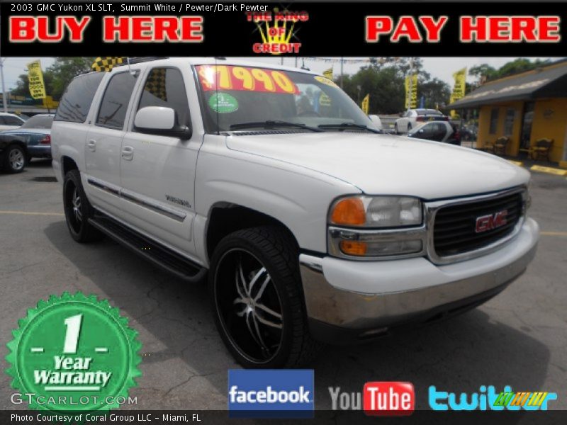 Summit White / Pewter/Dark Pewter 2003 GMC Yukon XL SLT