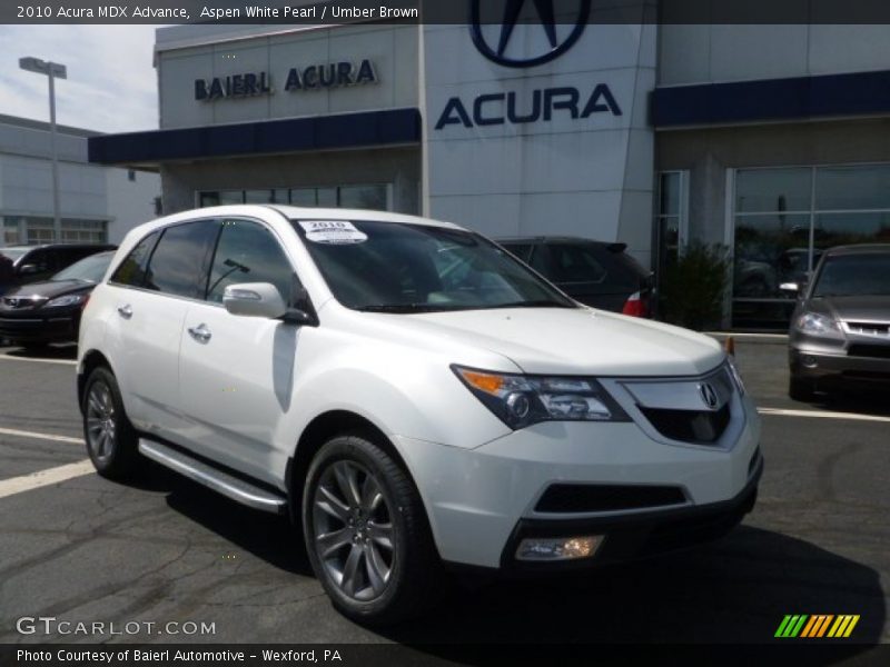 Aspen White Pearl / Umber Brown 2010 Acura MDX Advance