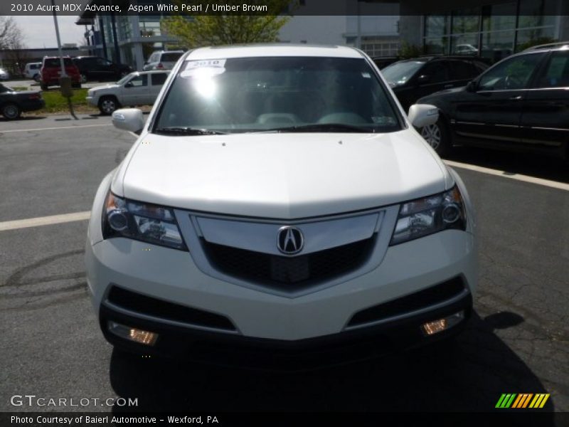 Aspen White Pearl / Umber Brown 2010 Acura MDX Advance