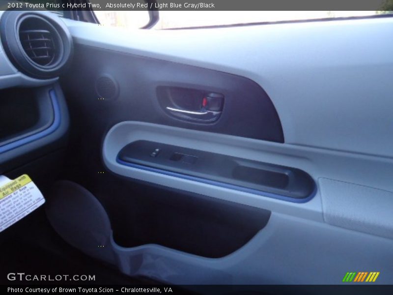 Absolutely Red / Light Blue Gray/Black 2012 Toyota Prius c Hybrid Two