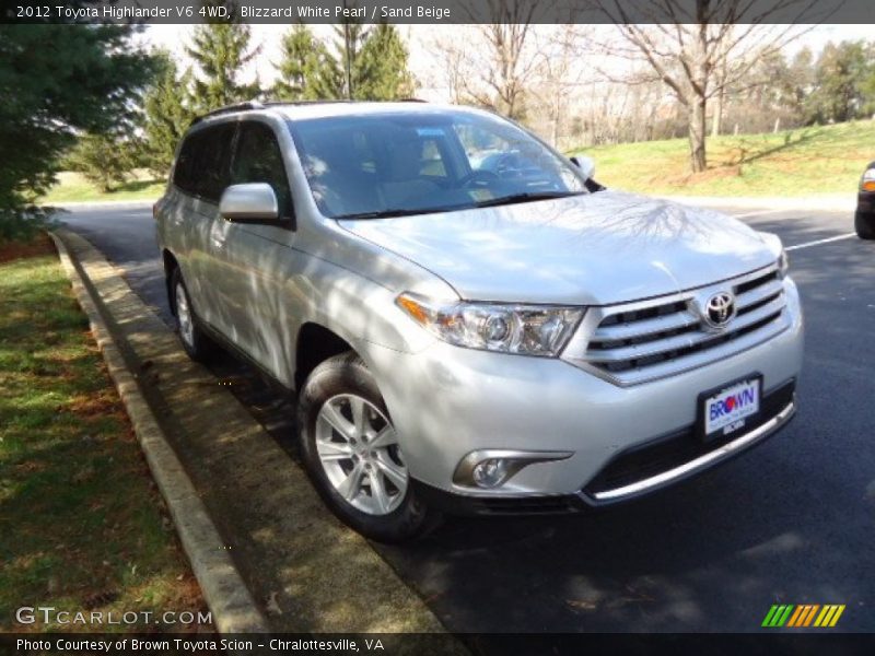 Blizzard White Pearl / Sand Beige 2012 Toyota Highlander V6 4WD