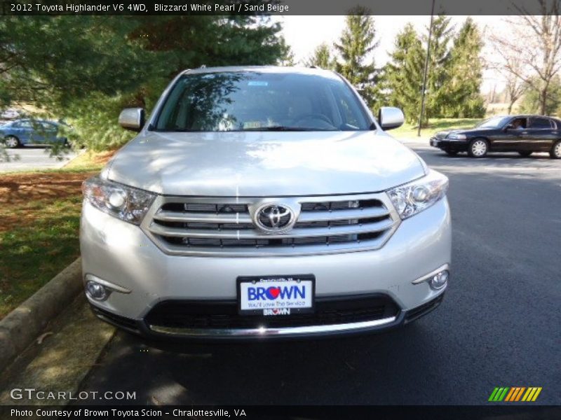 Blizzard White Pearl / Sand Beige 2012 Toyota Highlander V6 4WD