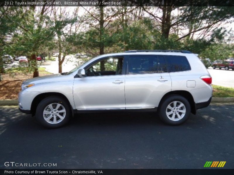 Blizzard White Pearl / Sand Beige 2012 Toyota Highlander V6 4WD