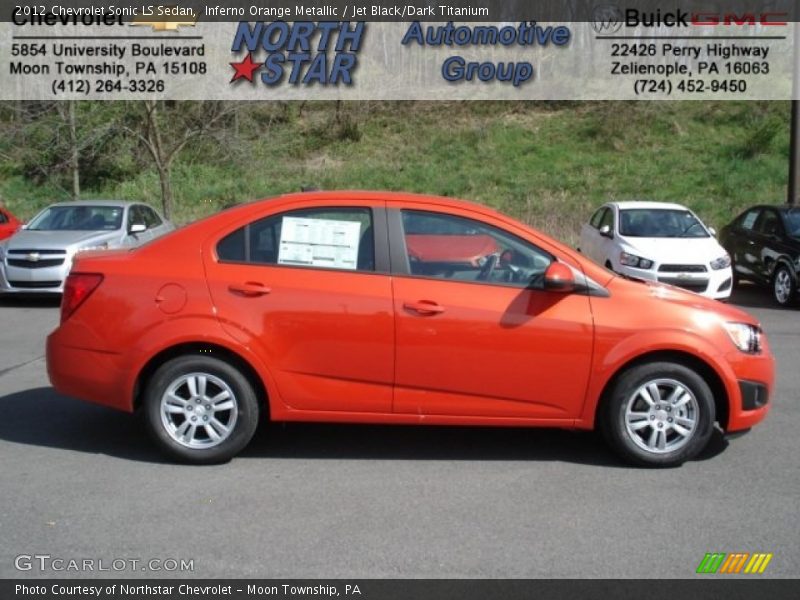 Inferno Orange Metallic / Jet Black/Dark Titanium 2012 Chevrolet Sonic LS Sedan