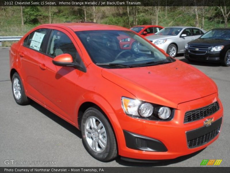 Inferno Orange Metallic / Jet Black/Dark Titanium 2012 Chevrolet Sonic LS Sedan