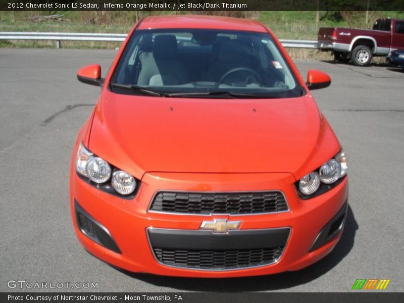 Inferno Orange Metallic / Jet Black/Dark Titanium 2012 Chevrolet Sonic LS Sedan