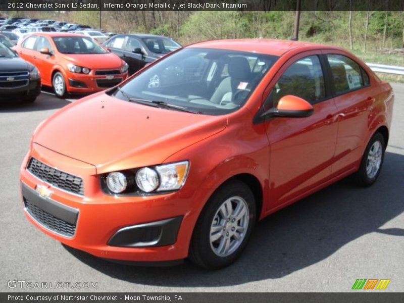 Inferno Orange Metallic / Jet Black/Dark Titanium 2012 Chevrolet Sonic LS Sedan