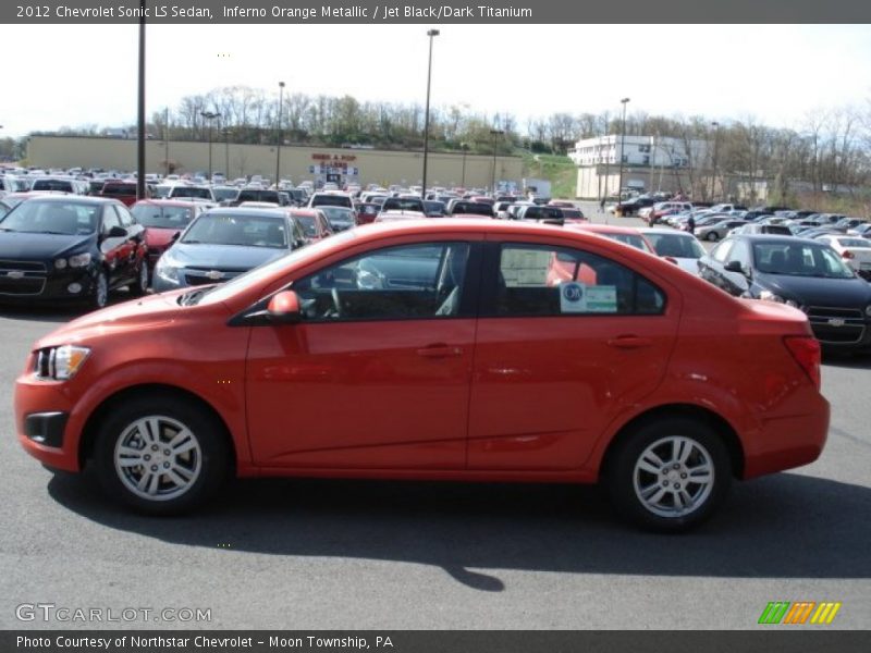 Inferno Orange Metallic / Jet Black/Dark Titanium 2012 Chevrolet Sonic LS Sedan